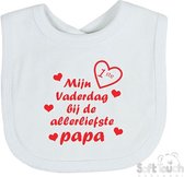 Bavoir Soft Touch Bavoir "Ma 1ère Fête des Pères avec le très cher papa" Vaderdag Unisexe Katoen Wit/rouge Taille 33x22 Cm