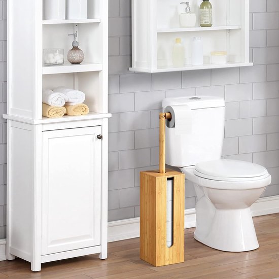 efluky Toiletpapieropbergmand met deksel, bamboe-toiletpapierorganizer, badkamerorganizer, toiletpapieropslag voor 9-12 rollen wc-papier, perfect voor nauwe ruimtes (zwart