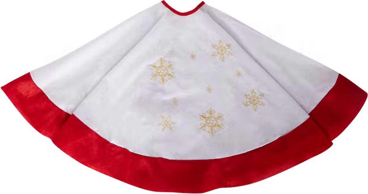 Rood en wit kerstboomkleed met sneeuwsterren, Ø120cm - Merkloos.