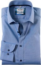 OLYMP Level 5 body fit overhemd - satijnbinding - koningsblauw - Strijkvriendelijk - Boordmaat: 41