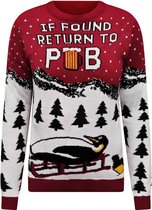 Kersttrui If Found Return Pub Pinguin Slee Rood - Unisex