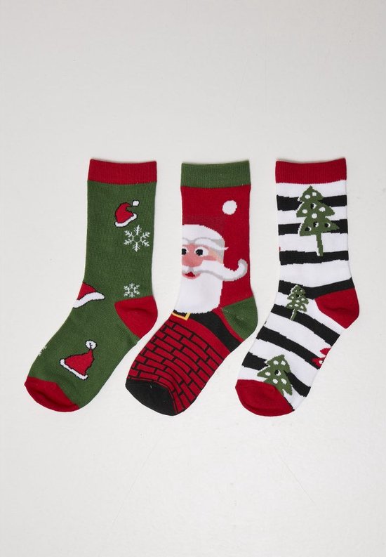 Urban Classics - Stripe Santa Christmas 3-pack Sokken - 43/46 - Multicolours