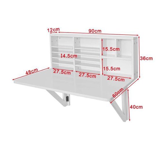 Nancy's Vancouver Klapbureau - Klaptafel - Kantoortafel - Bureau - Wielen - Planken - Anti-Slip