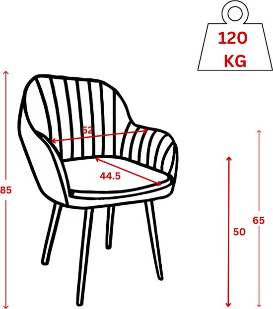 Colenis® - Lavinia Eetkamerstoel - Set Van 6 - Okergeel - Velvet - Industrieel - Met armleuning