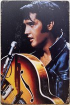 Elvis Presley Bruine gitaar Reclamebord van metaal METALEN-WANDBORD - MUURPLAAT - VINTAGE - RETRO - HORECA- BORD-WANDDECORATIE -TEKSTBORD - DECORATIEBORD - RECLAMEPLAAT - WANDPLAAT - NOSTALGIE -CAFE- BAR -MANCAVE- KROEG- MAN CAVE