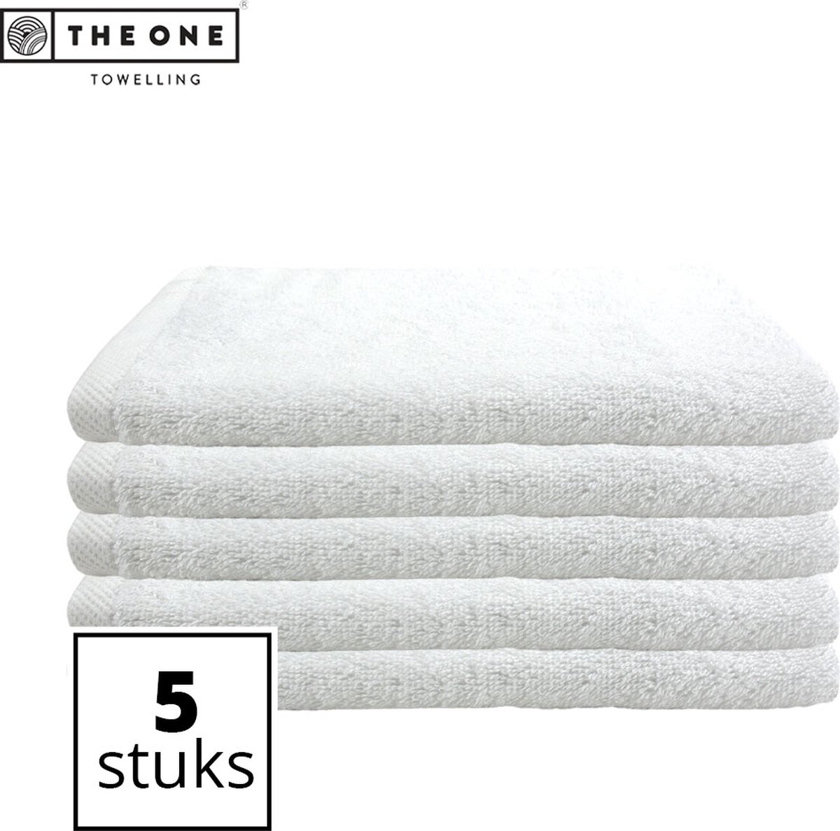 The One Towelling Hotel Gastendoeken - Luxe Kleine handdoeken - Voordeelverpakking - 500 gr/m² - 100% Gekamd katoen - 30 x 50 cm - Wit - 5 Stuks