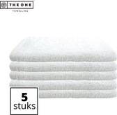 The One Toweling Hotel Guest Towels - Petites serviettes de Luxe - Pack économique - 500 gr/m² - 100% coton peigné - 30 x 50 cm - Wit - 5 pièces