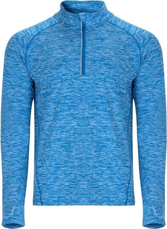 Heather Blue sportshirt van technisch weefsel met raglanmouwen en halve rits, reflecterende details model Melbourne maat XXL