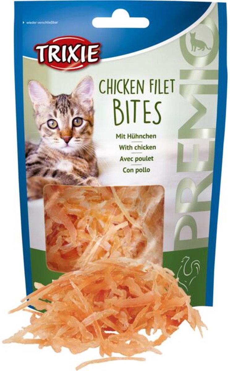 Eigen merk Chicken Filet Bites - kattensnack - 5 zakjes van 50 gram -