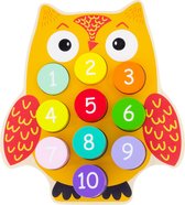 Ulysse - Houten uil cijfers puzzel - Educatief speelgoed - Leren tellen - Kleuren - Getallen - 10 stukjes