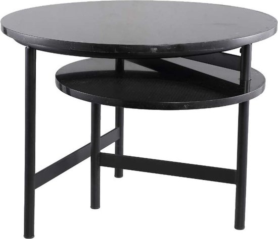 Table Basse Ronde PTMD Waze - 100 x 60 x 45 cm - Fer/Marbre - Zwart