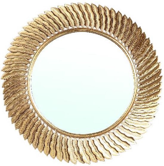 PTMD Posh Gold fer miroir feuilles cadre rond