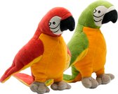 Organische knuffels - Papegaaien - Rood/Groen - 2 Stuks - 20cm