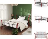 vidaXL Bedframe Tweepersoons - Metaal/Eikenhout - 206x120x100 cm - Zwart/Donkerhout - Bed