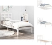 vidaXL Bedframe Grenenhout - Wit - 205.5 x 105.5 x 31 cm - Geschikt voor matras 100 x 200 cm - Montage vereist - Incl - hoofdeind - Bed