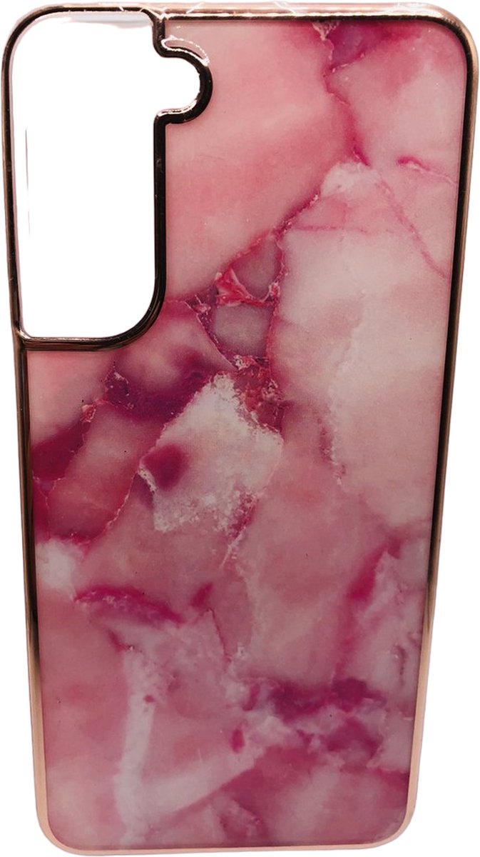 Luxe Marmer Back Cover hoesje - Geschikt voor S21 FE - Marmer - Luxe - Roze