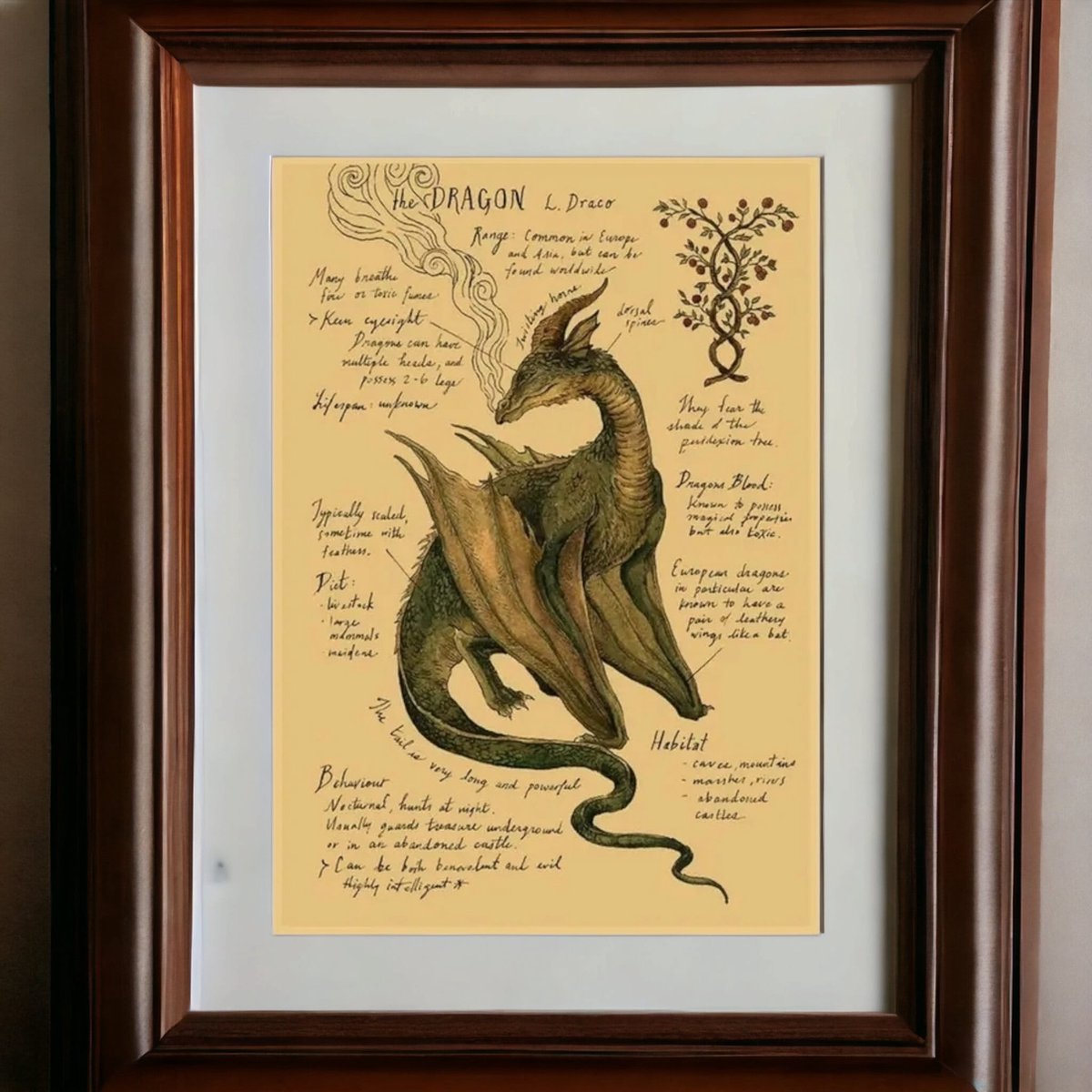AliRose Poster - THE DRAGON - Harry Potter - Mystical Animals - Mysterieuze Wezens - Magic - Vintage Poster - Dark Creatures - Draak - 50x70cm - Geen Frame