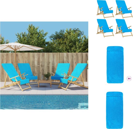 vidaXL Strandhanddoeken - Turquoise - 60 x 135 cm - Zacht materiaal - Anti-slip - Lichtgewicht - Geschikt voor vakanties - Set van 4 - Strandlaken