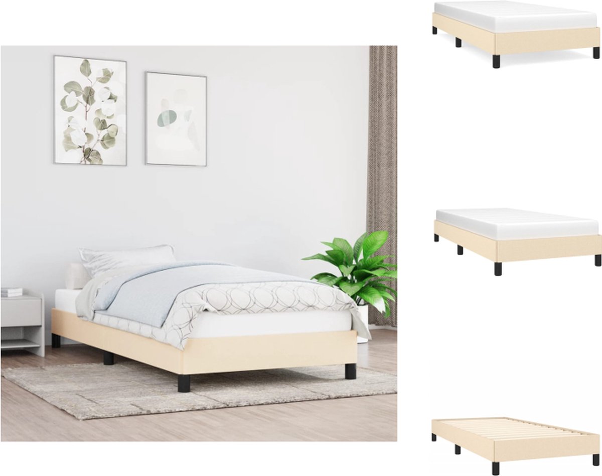VidaXL Bedframe Crème 193 x 93 x 25 cm Stof Multiplex Geschikt voor 90 x 190 cm Matras Bed