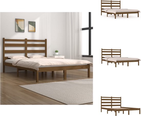 vidaXL Houten Bedframe - Klassiek - Bedframe - 205.5 x 125.5 x 100 cm - Honingbruin - Bed