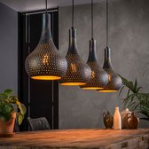 DePauwWonen - Hanglamp Ciara zwart/bruin - 4 lichts - E27 Fitting - Donker Bruin - Hanglampen Eetkamer, Woonkamer, Industrieel, Plafondlamp, Slaapkamer, Designlamp voor Binnen