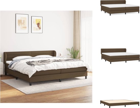 vidaXL Boxspringbed - Comfort - Bed - 203 x 203 x 78/88 cm - Donkerbruin - Pocketvering matras - Middelharde ondersteuning - Huidvriendelijk topmatras - Bed