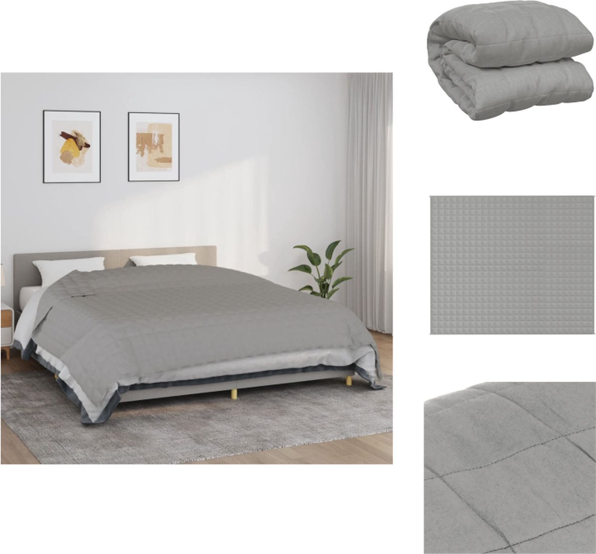 vidaXL Verzwaringsdeken - Verzwaringsdekens - Deken - Beddengoed - Verzwaringsdeken 220x260 cm 11 kg stof grijs