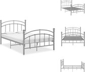 vidaXL Metalen Bedframe - Grijs - 208 x 126 x 99.5 cm - Stevig en duurzaam - Geschikt voor 120x200 cm matras - Inclusief lattenbodem - Bed