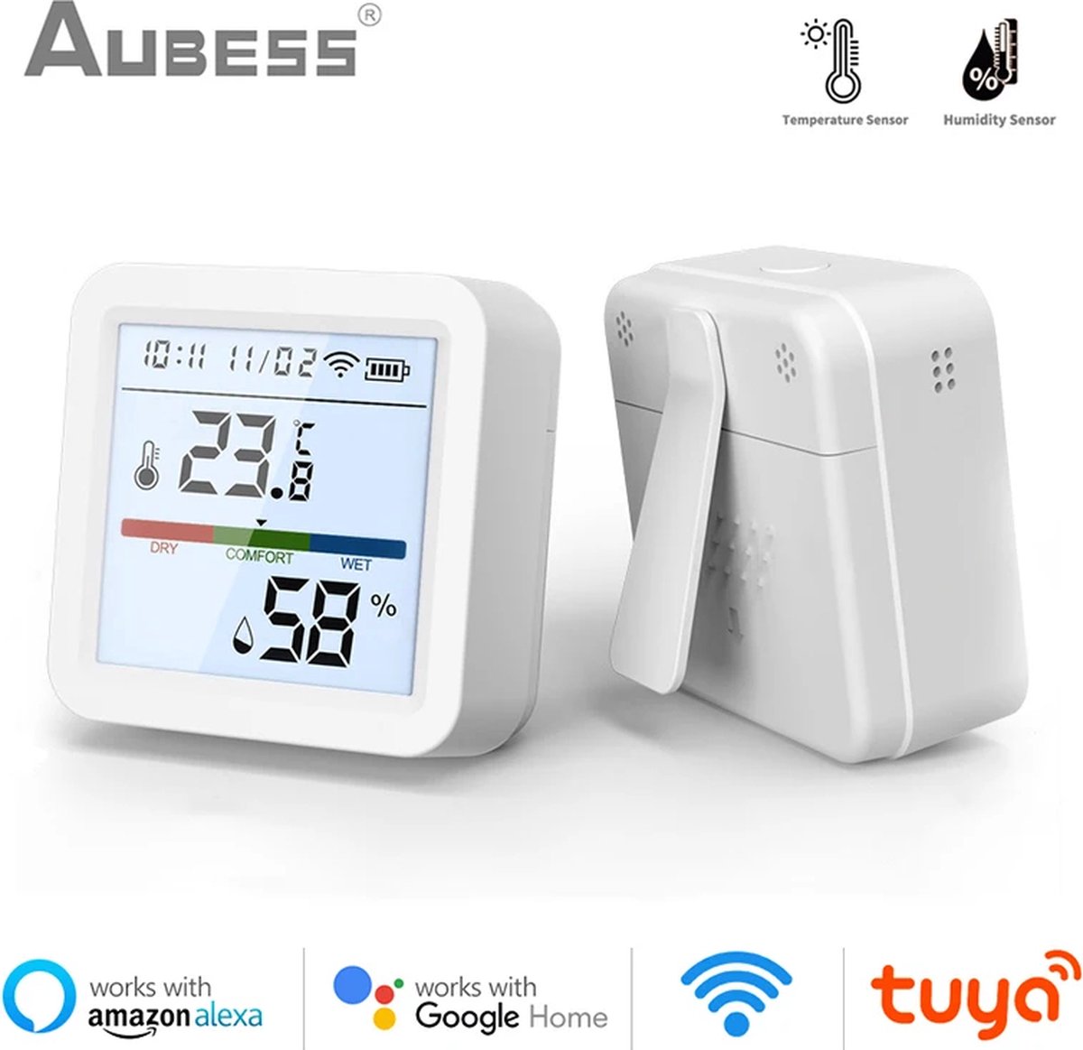 Capteur de température et d'humidité Tuya ZigBee compatible avec Alexa  Google