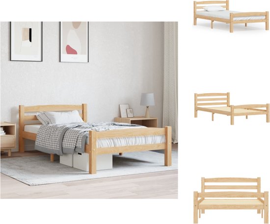 vidaXL Houten Bedframe - Onbekend - Bedframe - 206 x 106 x 66 cm - Massief grenenhout - Bed
