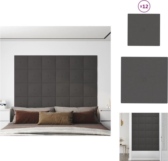 vidaXL Wandpanelen - Trendy - Wanddecoratie - Afmeting- 30 x 30 cm - Kleur- Donkergrijs - Hoogwaardige stof en geluidsisolatie - Wandpaneel