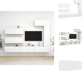 vidaXL televisiemeubelset - wit - spaanplaat - 80 x 30 x 30 cm - modern design - veel opbergruimte - aan de muur bevestigd - eenvoudig te reinigen - montage vereist - Kast