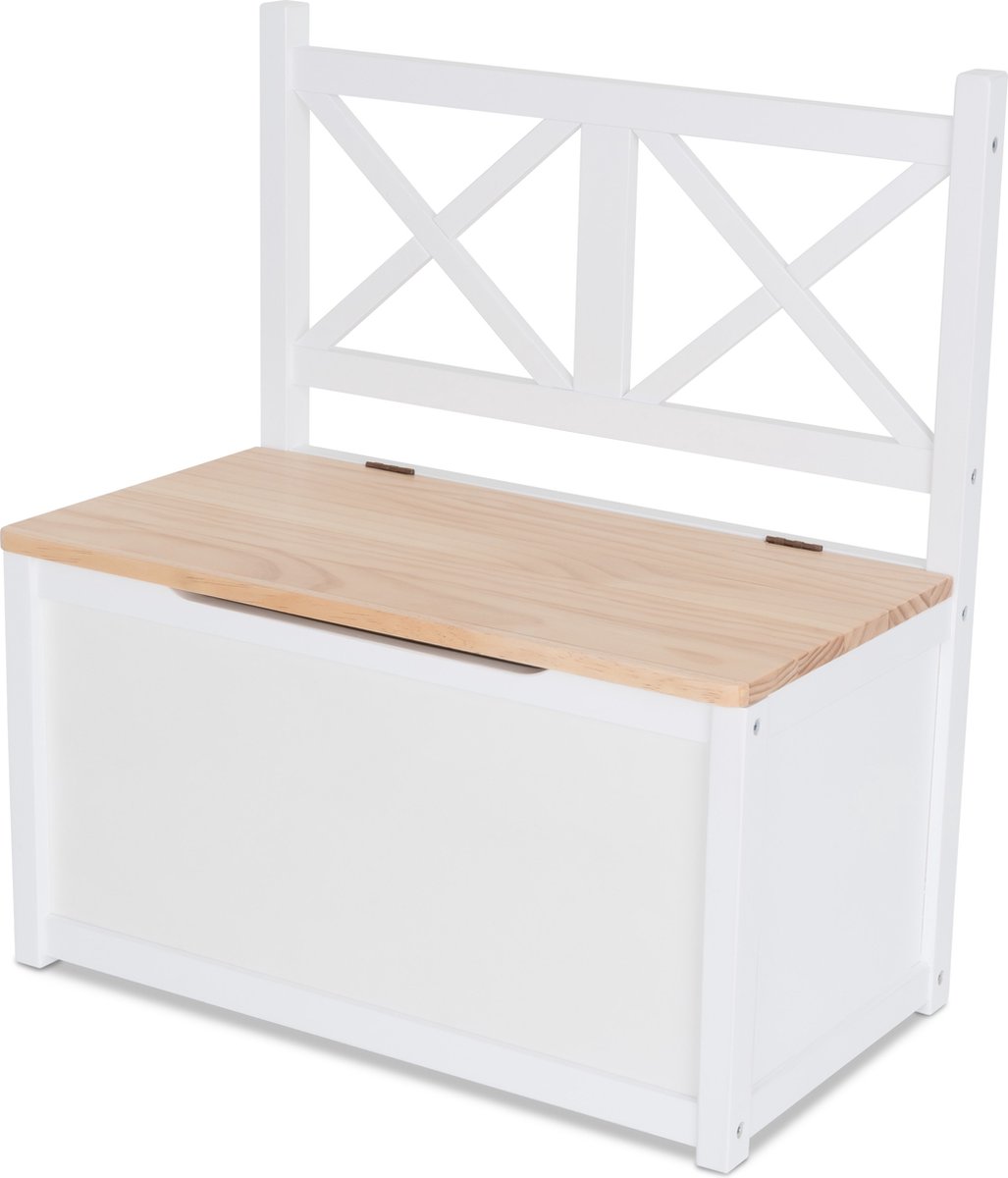 ib style® Xen Opbergbak - Kinder Stoel - Zitbank - Opbergdoos met Deksel- Wit