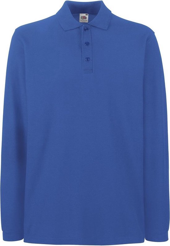 Fruit Of The Loom Premium Poloshirt Met Lange Mouwen kleur Royal Blue Maat L