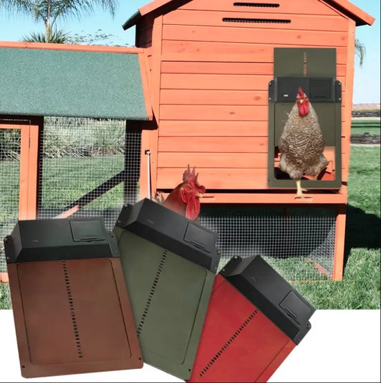 kippenluik automatisch – Automatische kippendeur – Hokopener voor kippen – Chicken guard – Kippenhok deur – Kippenluikje op batterijen - dierenluik - merkloo