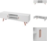 vidaXL Hoogglans TV-meubel - 150 x 35 x 48.5 cm - wit - MDF - beukenhout - staal - Kast