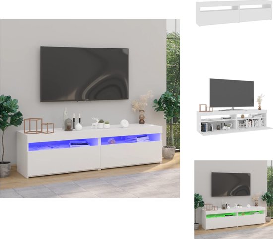 vidaXL TV-meubels LED-verlichting - 75 x 35 x 40 cm - trendy - praktisch en kleurrijk - moderne stijl - voldoende opbergruimte - USB-aansluiting - wit - bewerkt hout - montage vereist - 2 stuks - Kast