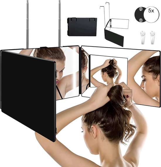  Miroir de maquillage HD portable auto-adhésif en acier