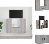 vidaXL TV-meubel set Grijs Sonoma Eiken - 2x 40x34.5x100 cm + 1x 57x34.5x40 cm - Kast