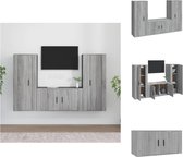 vidaXL TV-meubelset - grijs sonoma eiken - 2x 40x34.5x100 cm / 1x 80x34.5x40 cm - Kast