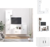 vidaXL TV-meubel set - Hoogglans wit - 1x 57x34.5x40 cm - 3x 40x34.5x80 cm - 1x 100x34.5x40 cm - Kast