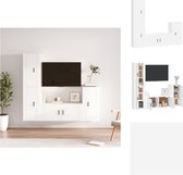 vidaXL TV-meubel - klassiek design - bewerkt hout - wandgemonteerd - wit - 100 x 34.5 x 40 cm - 3 x 40 x 34.5 x 80 cm - Kast