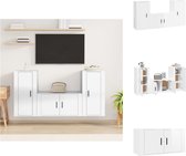 vidaXL TV-meubelset - Hoogglans wit - 80 x 34.5 x 40 cm - 2 x 40 x 34.5 x 80 cm - Bewerkt hout - Kast
