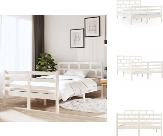 vidaXL Houten Bedframe - 195.5 x 141 x 100 cm - Massief grenenhout - Multiplex lattenbodem - Bed