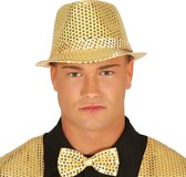 Toppers in concert - Carnaval verkleed set compleet - hoedje en vlinderstrikje - goud - heren/dames - glimmend - verkleedkleding