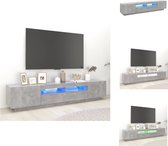 vidaXL TV-meubel Betongrijs - Hifi-kast met LED-verlichting - 200 x 35 x 40 cm - RGB LED - USB-aansluiting - Montage vereist - Kast
