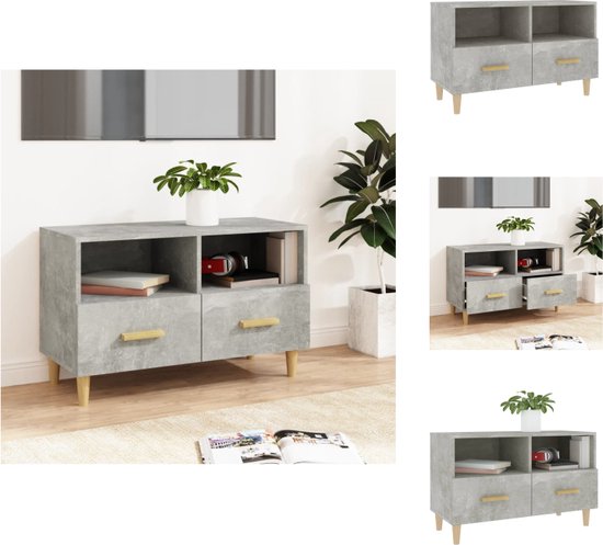 vidaXL TV-meubel - Klassiek - Betongrijs - 80 x 36 x 50 cm - Bewerkt hout - Kast