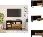 vidaXL TV-meubel - Massief mangohout - 80 x 33 x 46 cm - Stabiele poten - Uitstalfunctie - Kast