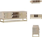 vidaXL Retro TV-meubel - Mangohout - 110 x 30 x 40 cm - Gouden frame - Kast