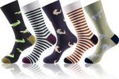 Monfoot - Grappige sokken - Vrolijke Kleurrijke Warme Exotische Dieren Sokken - Unisex - 5 Paar - Maat 39/43 - Exotische Dieren Patroon - Perfect Cadeau